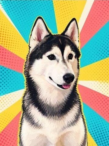 Monta the husky as a Pop art portrait